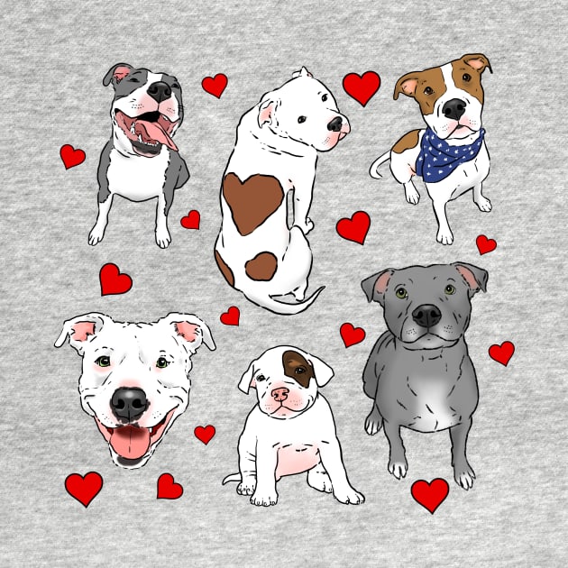 Cute Pitbulls and Hearts Collage by sockdogs
